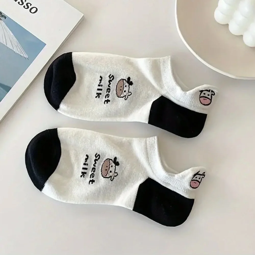 Women’s Sock& Hosiery 5 Pairs Cute Cartoon Cow Comfortable Breathable Socks